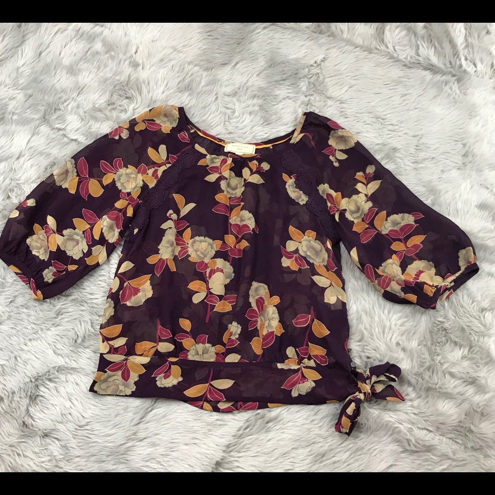 Anthro Moulinette Soeurs Dusk Peony Silk Top Sz 2